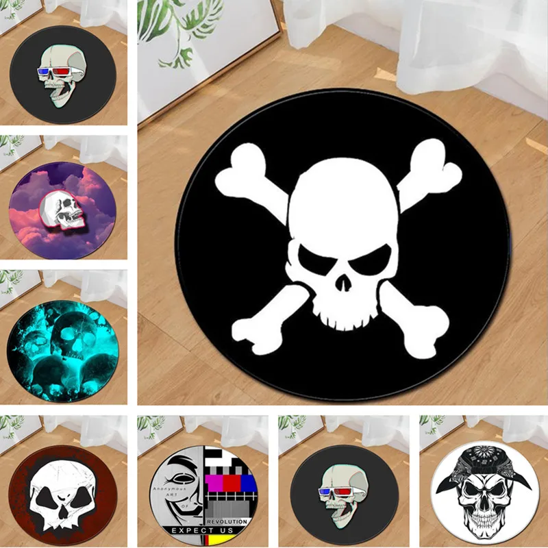 3D череп круглый ковер тренд ковер для гостиной спальни черно-белые ковры площадь коврик модные мягкие в подарок гобелен
