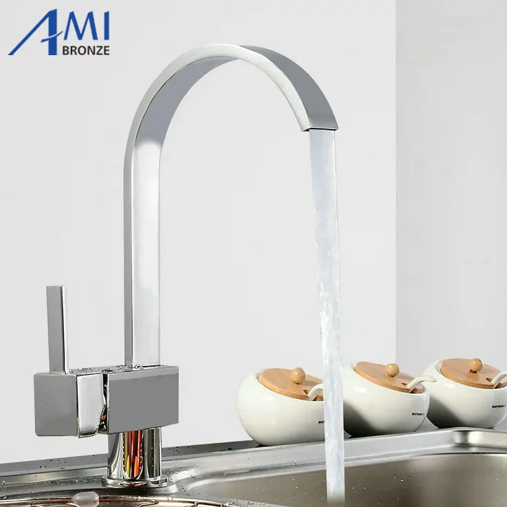 Kitchen sink Bathroom basin Faucet mixer tap Chrome swivel brass KF011