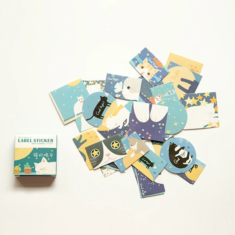 

40pcs/pack cute night cat Memo pad Stickers Posted It Kawaii Planner Scrapbooking Stationery Sticker Escolar School Supplies
