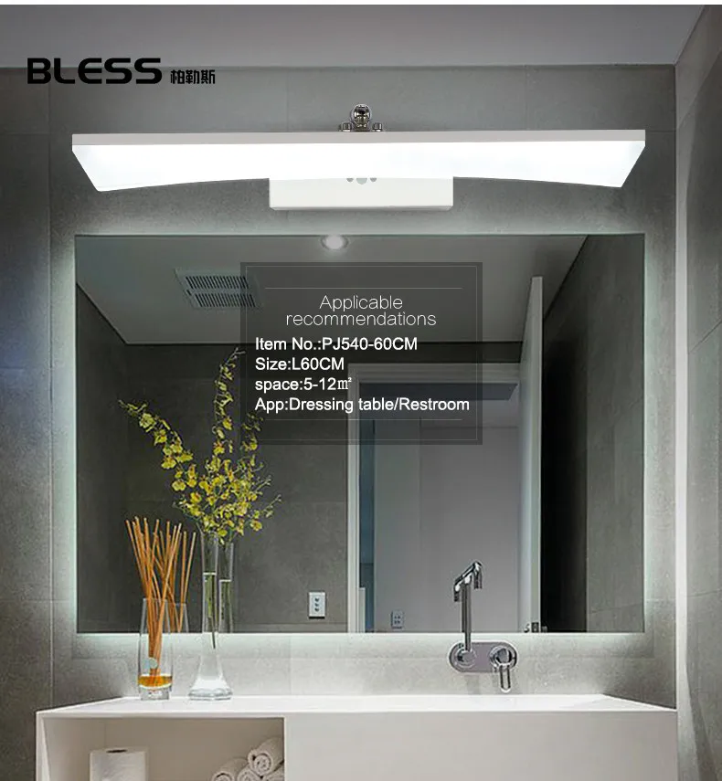 8W-24W 400-1200mm Modern Bathroom Led Mirror Light Indoor Waterproof Led For Bathroom Wall Sconce Lamp Apliques De Pared Luz