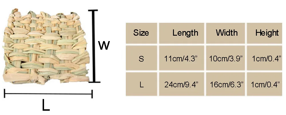Sqinans натуральный хомяк трава коврик ручная работа кролик морская свинка есть жевательные игрушки Маленькая клетка для животных аксессуары трава кровати S/L