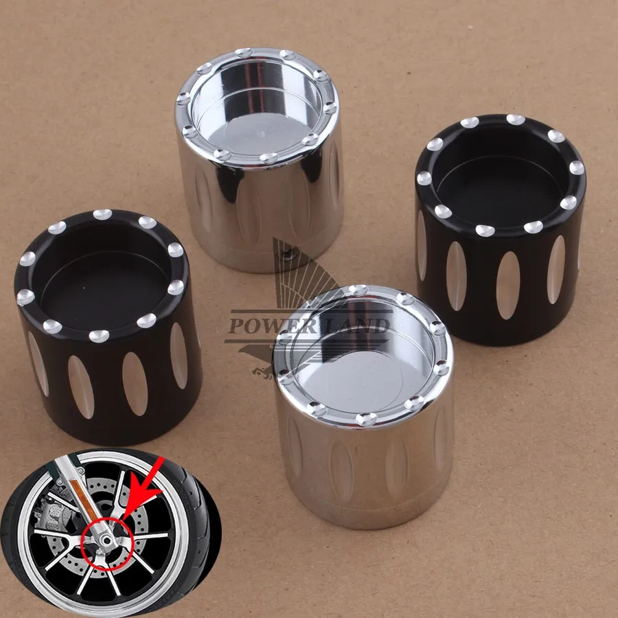 4pcs Black Aluminum Deep Edge Cut Front Axle Nut Covers Cap Bolt Kit