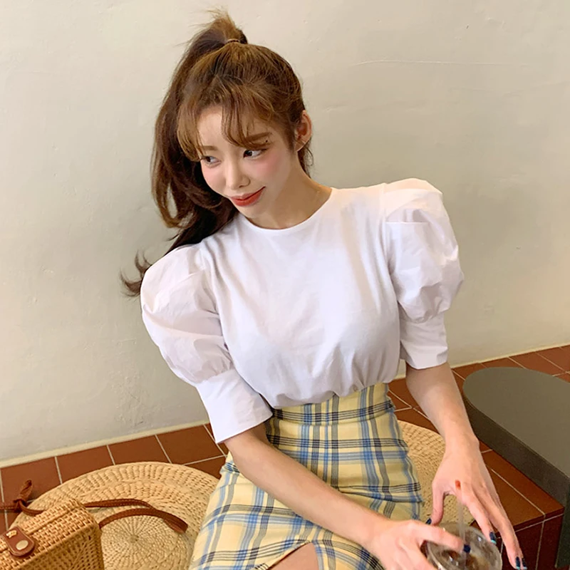 

Korean Style Fashion Women T Shirt Cotton Summer 2019 New Solid Color T Shirts Female Half Sleeve Casual Wild Women Tops