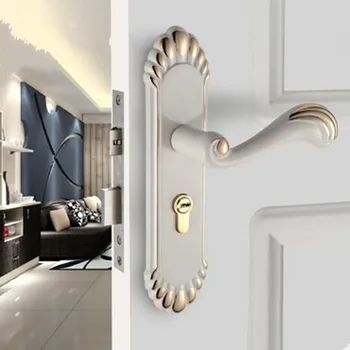 

Retro Interior Door Lock Kitchen Bathroom Solid Wood Door Lock Handle Lock European Ivory Machine Door Silver White Gold Door Lo