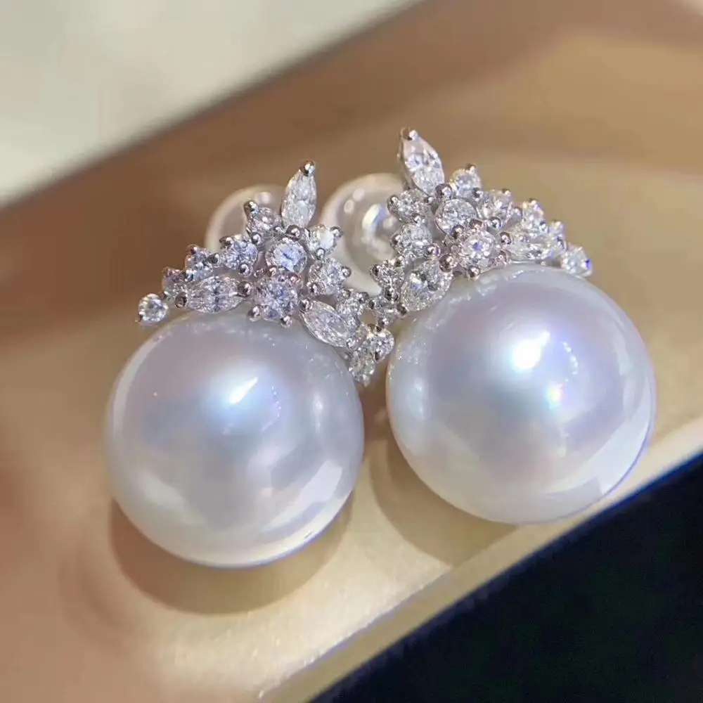 

Shining 925 Sterling Silver Earrings Component Findings Settings Mountings Parts Mounts for Pearl Jade Corals Stones Beads