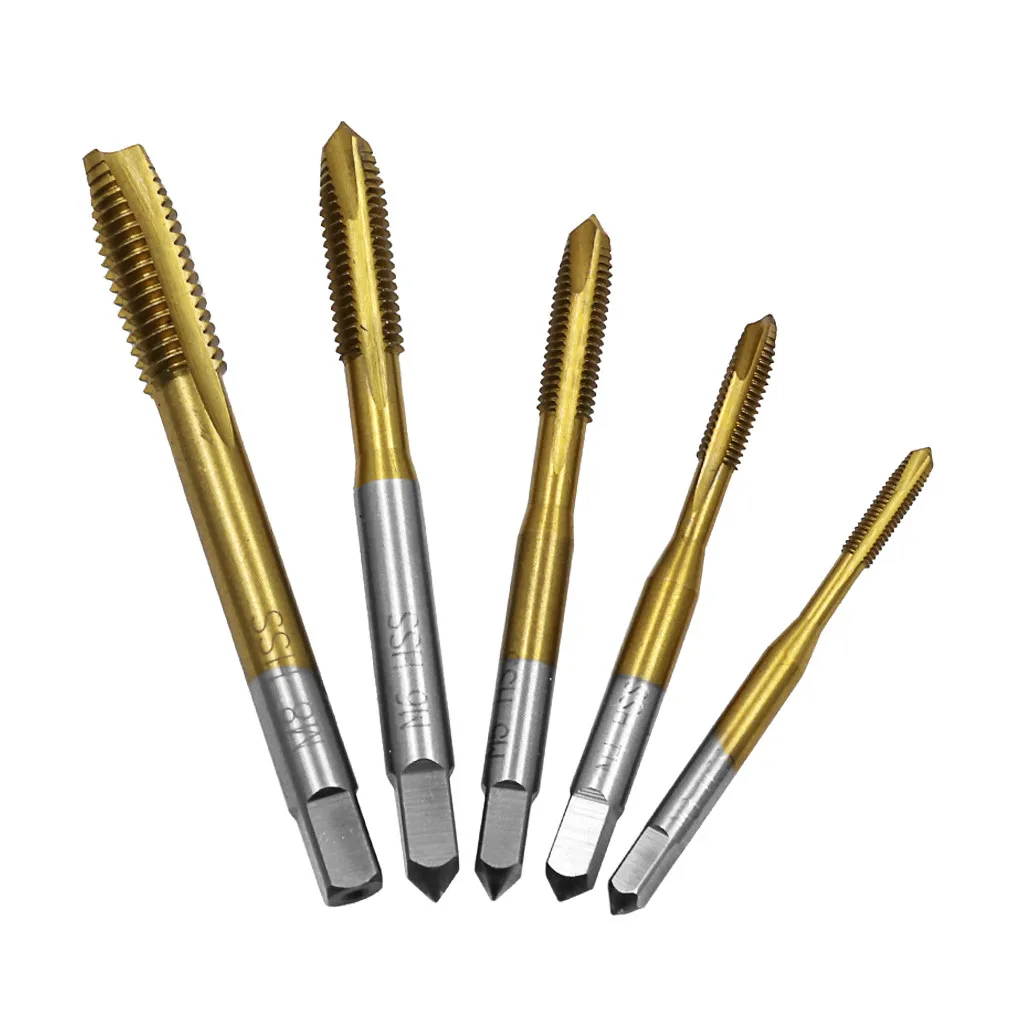 Titanium Hand Tap Tapping Screw Thread Metric Plugs Taps Set Straight Flute HSS