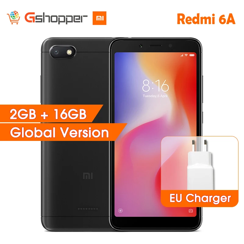 

Global Version Xiaomi Redmi 6A 6 A 2GB RAM 16GB ROM Mobile Phone Helio A22 Quad Core 5.45" 18:9 Screen 13.0MP Camera 3000mAh