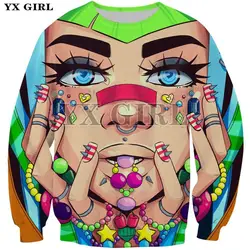 Ух девушка киберпанк Crewneck Толстовка 3D печать унисекс джемпер толстовки, Размеры XS-7XL дропшиппинг