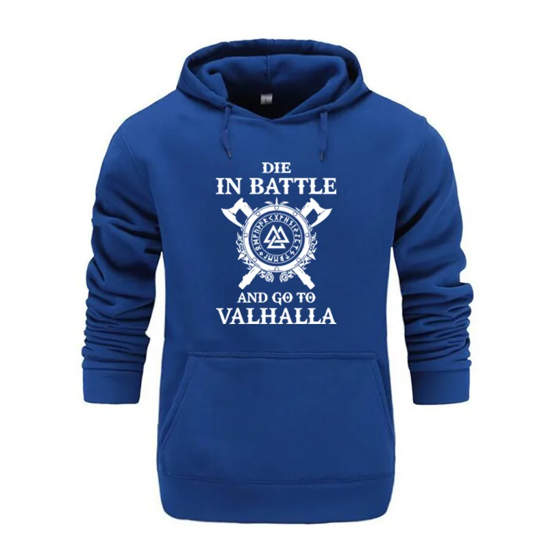 GVHHCK Odin Vikings толстовка с капюшоном для мужчин «умри в бою и отправляйся в Валгаллу», толстовка с капюшоном, зимнее теплое флисовое плотное пальто для сына Одина - Цвет: Sapphire 1