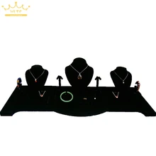 Черный бархат нефритовый набор украшений ожерелье подвеска подставка для сережек реквизит Серебряная демонстрация Витрины Ювелирные изделия Органайзер