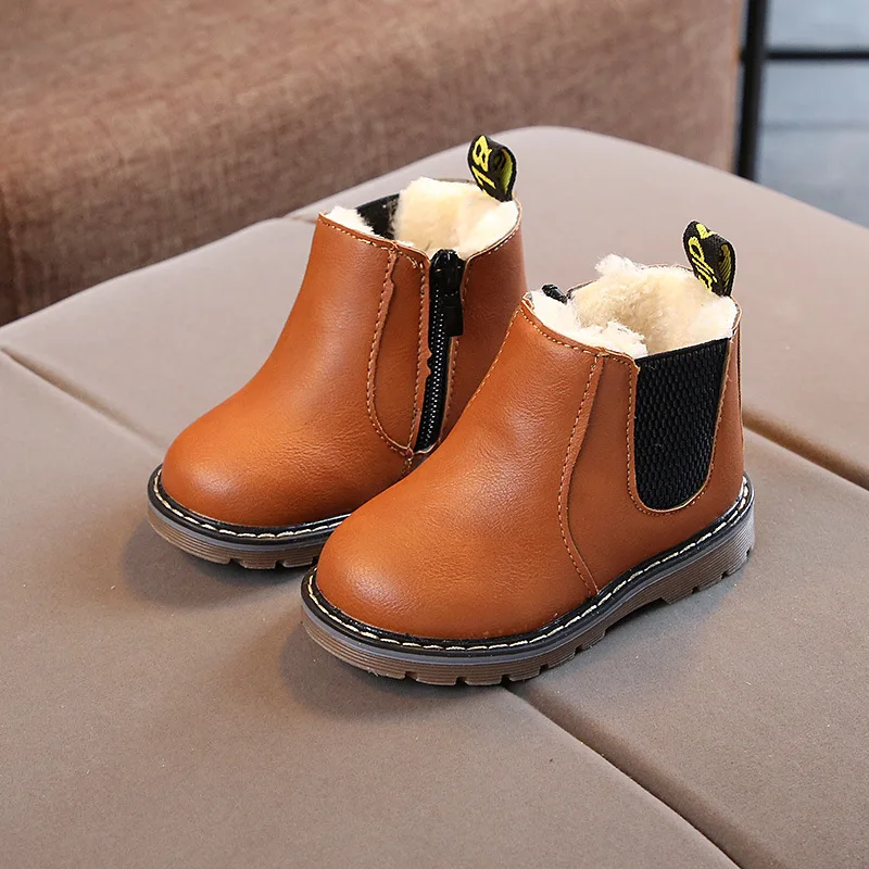 

European fashion warm keep children boots Zip high quality girls boys shoes hot sales winter flat kids sneakers footwear