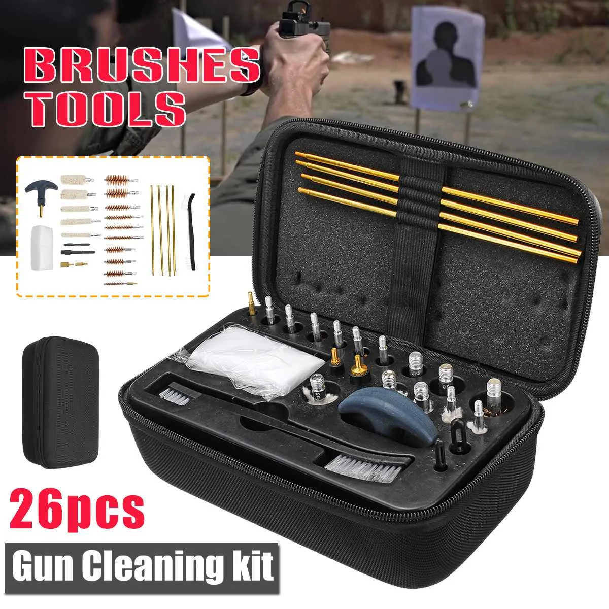 

Universal Gun Cleaning Kit For Rifle Pistol Handgun Shotgun Brush Tool Portable Guns Cleaning Set Shooting Hunting Accessories