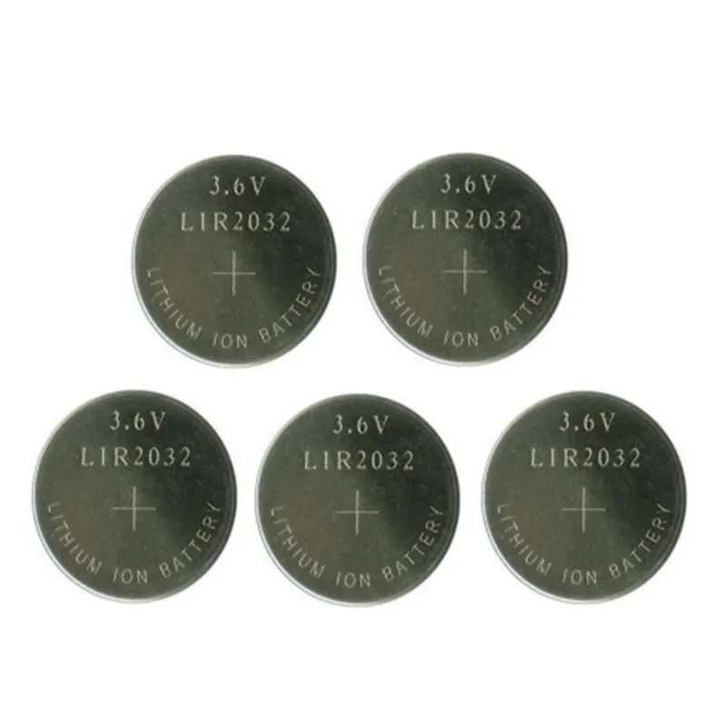 

5PCS 3.6V LIR2032 lir 2032 lithium ion rechargeable battery 40mah Li-ion button coin cell replace for CR2032 CR 2032