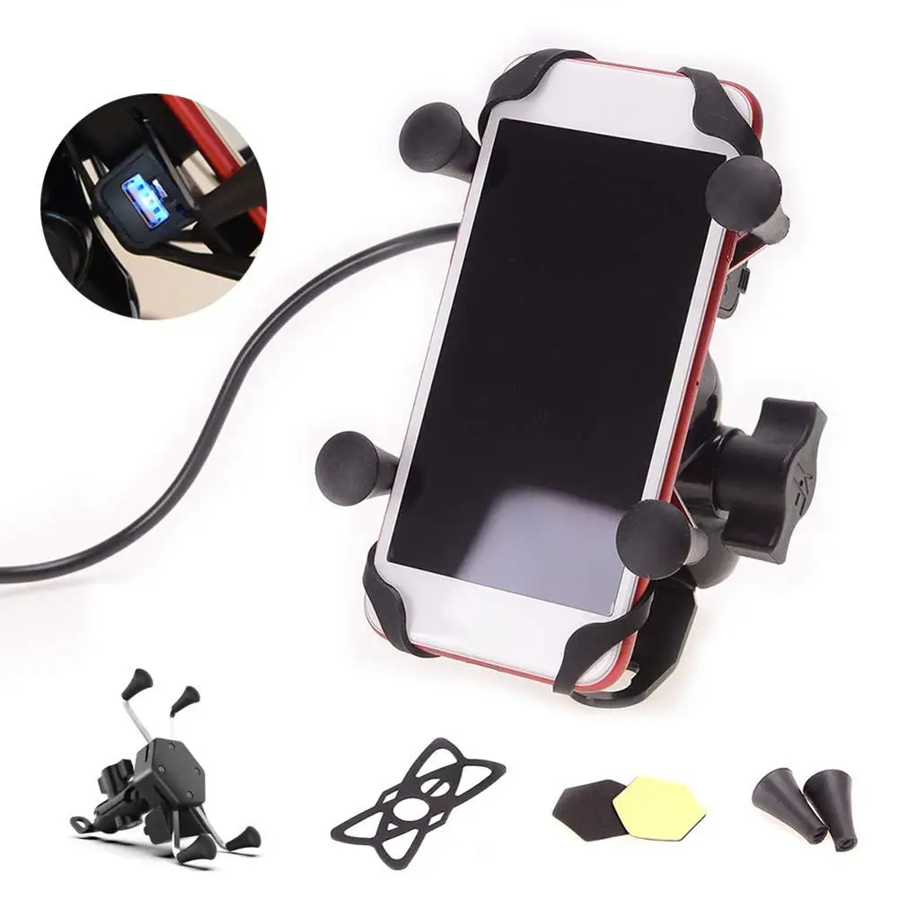 

Universal Motorcycle Cell Phone Mount Holder Waterproof With USB Charger 360 Degrees Rotation ATV Scooter Moped Chopper Cruiser