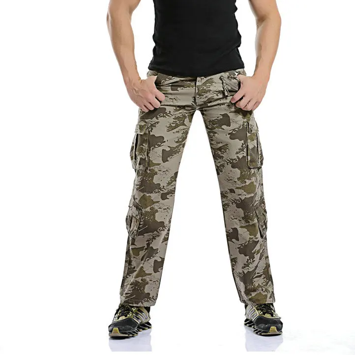 jogger casual algodão multi bolso militar camuflagem calças de carga dos homens