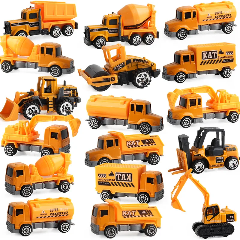 

4types Alloy Diecast Construction Vehicle mini Engineering Car Dump-car Dump Truck Model Classic toys for boys and children