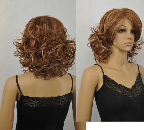 free shipping****^^ Wholesale price Hot Sell TSC^^^ Cos Brown Gold Mix Short curly cosplay full wig |