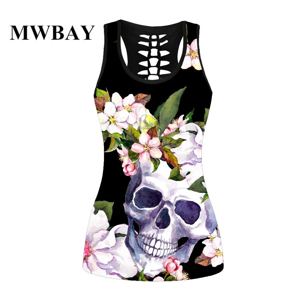 MWBAY Женская сексуальность Tank Top 3D майка с принтом вырезом на спине футболка черный