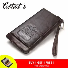 2018 Men Wallet Clutch Genuine Leather Brand Rfid  Wallet Male Organizer Cell Phone Clutch Bag Long Coin Purse Free Engrave