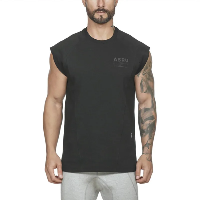 Новая летняя спортивная футболка для бега для мужчин, Спортивная футболка для фитнеса, тонкая эластичность, дышащая бодибилдинг, без рукавов, плотная Мужская футболка Топы