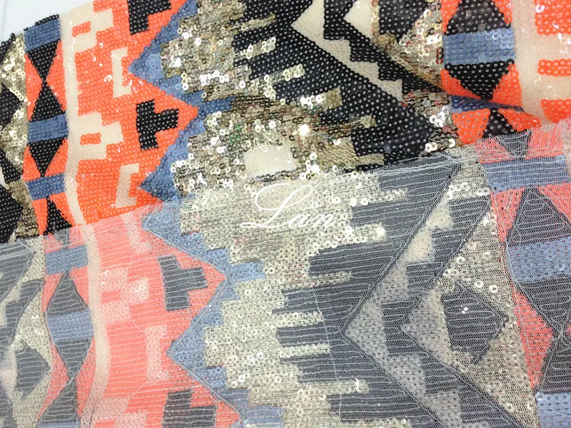 LASUI нерегулярные геометрический узор блесток вышитые сетки кружево ткань парадный наряд сценическая одежда ткань DIY W0069