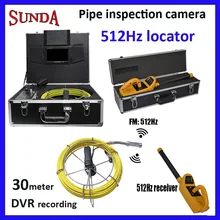 30 medidor de 512 hz sonda & localizador inspeção da tubulação câmera teclado, gravação dvr, contador do medidor 512 hz transmissor e receptor
