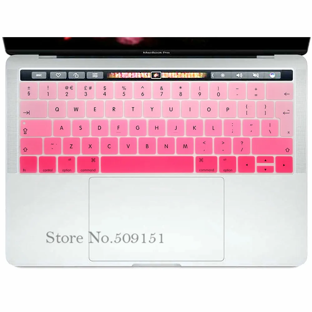 

Gradient Silicone Keyboard Cover Stickers Protector Skin For Mac Pro 13" 15 A1706 A1707 A1989 A1990 with Touch Bar Euro Version