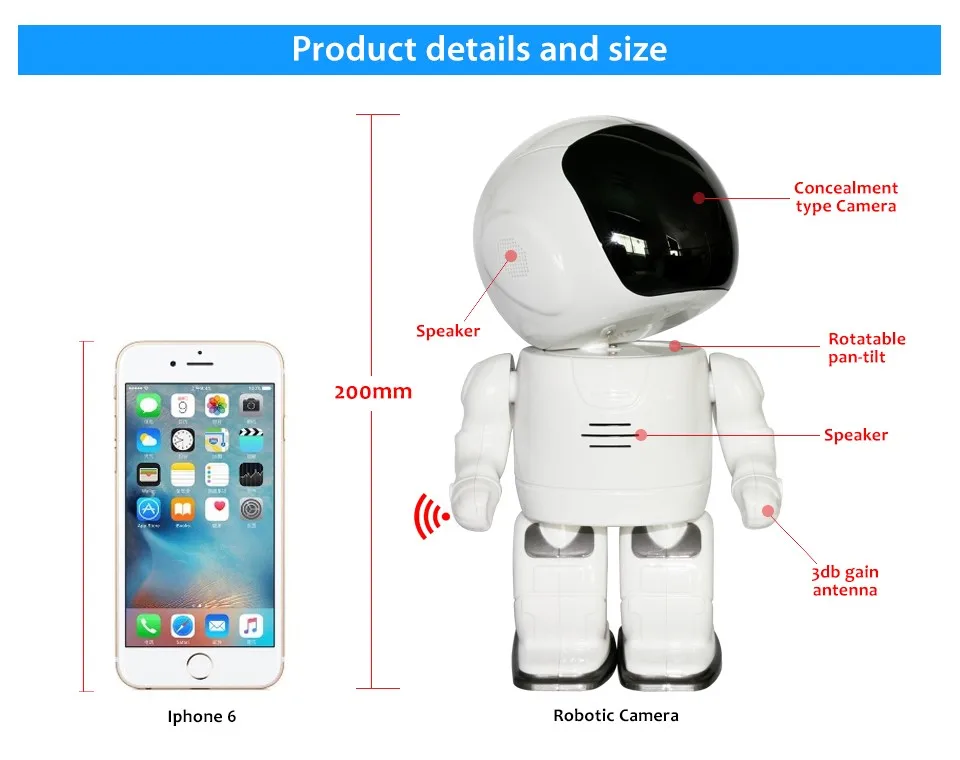  A180 Wireless Robot WIFI Camera IP P2P CCTV Cam Baby Monitor Surveillance HD H.264130MP Lens IR Nig
