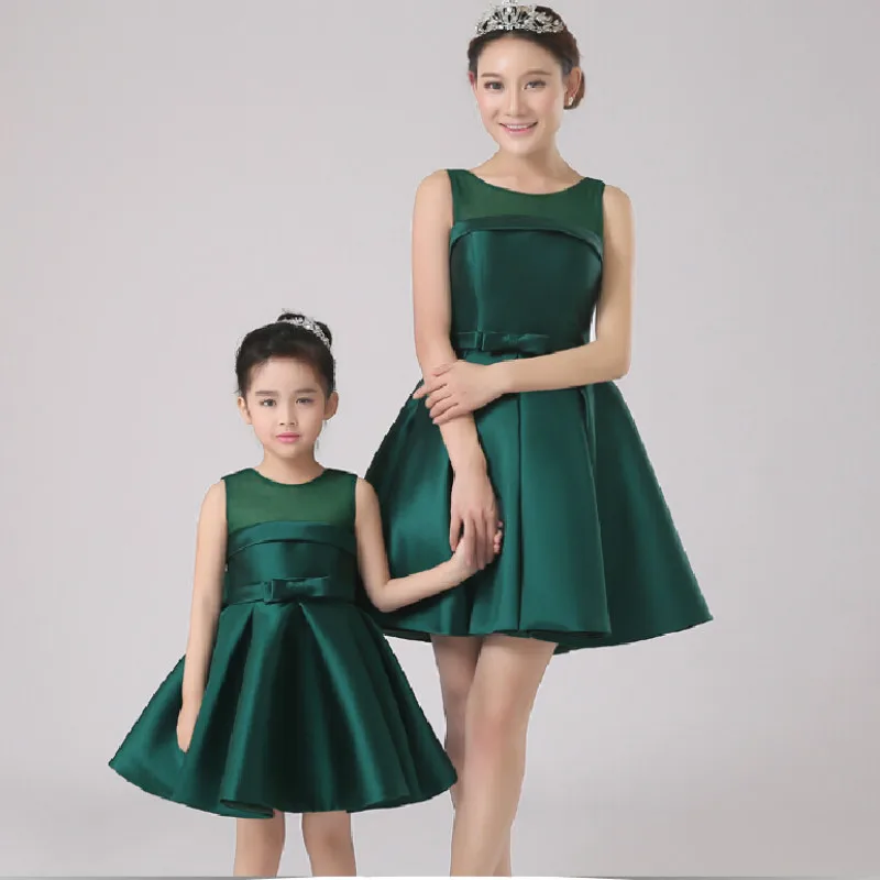 

Mother & Daughter Dresses Solid Sleeveless Flower Girl Dress for Wedding Party