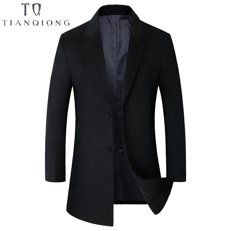 2018 Autumn Winter New Long Wool Coat Plus Velvet Thick Warm Fashion Casual Men's Lapel Two Buckles Slim Coat Black Gray Blue 2018 Autumn Winter New Long Wool Coat Plus Velvet Thick Warm Fashion Casual Men's Lapel Two Buckles Slim Coat Black Gray Blue