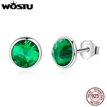 WOSTU, новинка, 925 пробы, серебряные серьги с капельками, для женщин, с королевским зеленым кристаллом, S925, хорошее ювелирное изделие, XCHS500