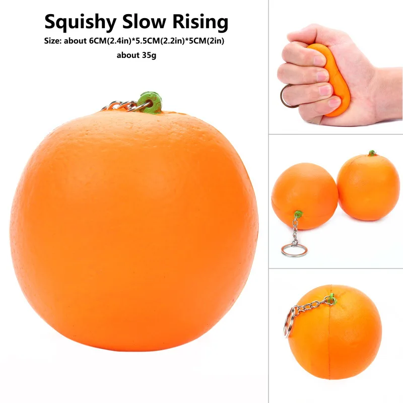 Squeeze Squishy Watermelon Slow Rising Simulation Stress Stretch Bread squish Fruit toy kids toys christmas free shipping - Цвет: orange