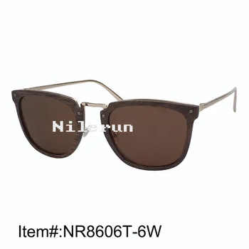 

Nilerun brand small butterfly metal walnut wood sunglasses