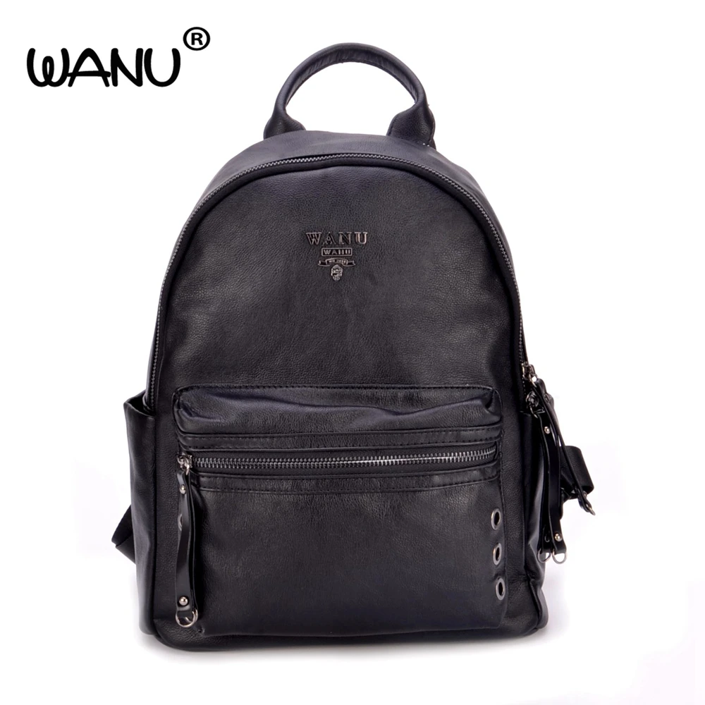 WANU 2017 Women Leather Backpacks Brand Fashion Girl s Sheepskin Schoolbags Female Travel Bags Gift for