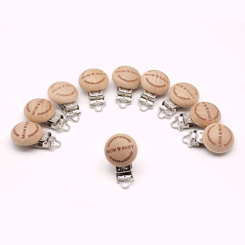 

10pcs New Arrival Lovely Wooden Pacifier Clip Natural Beech Wood Baby Pacifier Clips Dummy Clips DIY Pacifier Chain Accessory
