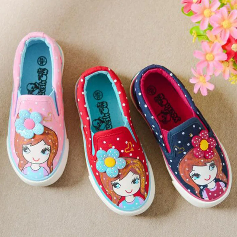 

Girls' Fashion Princess Non-slip Breathable Shoe Flats,Cartoon Children Printed Floral Design Doug Round Toe Loafers Single Shoe