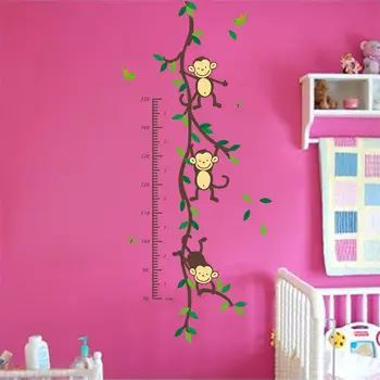 

150cm Cartoon tree Monky children baby height growth chart measure wall stickers for kids room nursery decal birthday gift