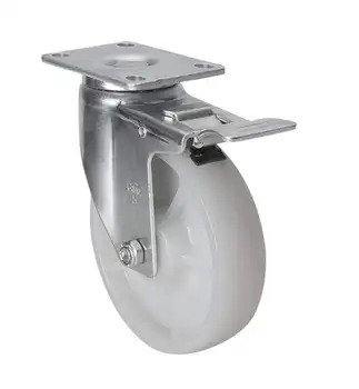 

1PC EDL Medium 5 Inch Casters Wheels 130Kg PA Nylon Wheels Castors Plate Iron Dual Brake Locking Roller Industrial for trolley