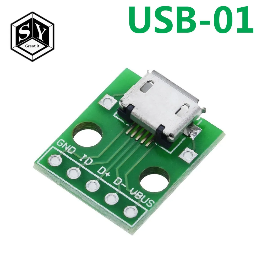 10 шт. USB разъем папа/Мини MICRO DIP адаптер 2 54 мм 5pin Разъем B Тип USB2.0 Женский PCB