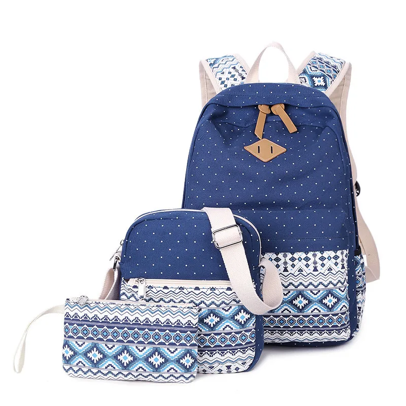 2017 Vintage Women Backpack Set Teenage Girl School Backpack Bags Student Schoolbags Printing Backpacks Laptop Rucksack