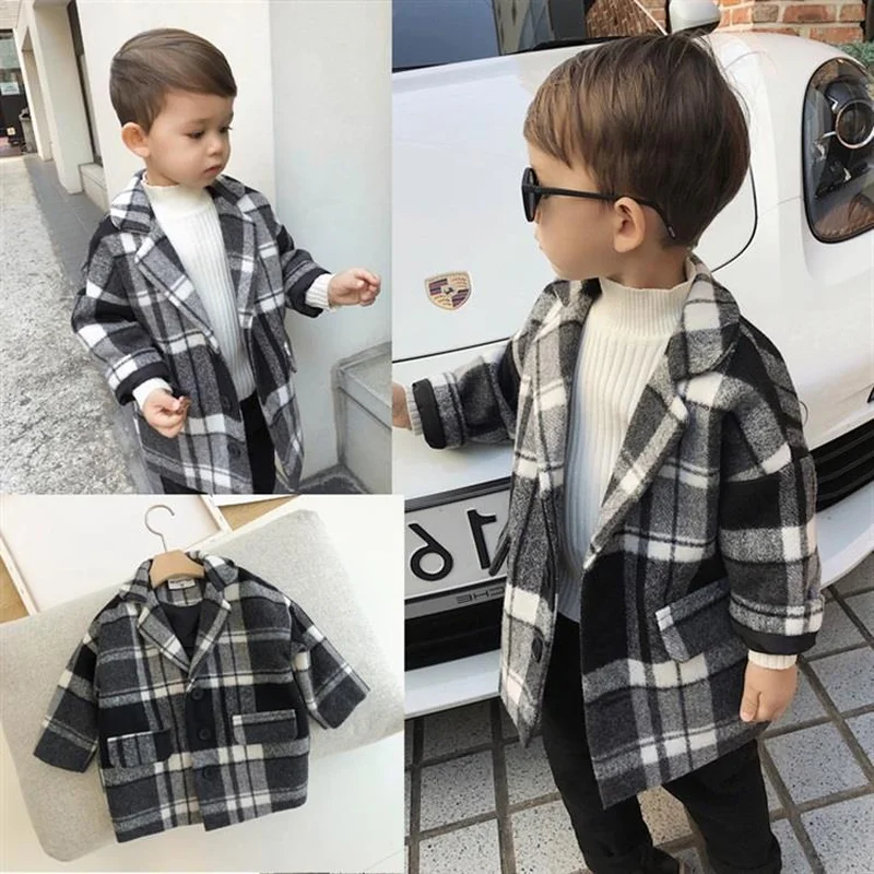 

Boys Woolen Thickened Coat 2018 Winter Boys Coat Fashion Solid Jacket Children Woolen Hooded Coat Kids Outerwear Clothes