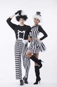 

Adult women Men Halloween Costumes Circus Clown jumpsuit Costume Masquerade Carnival Party devil cosplay costumes