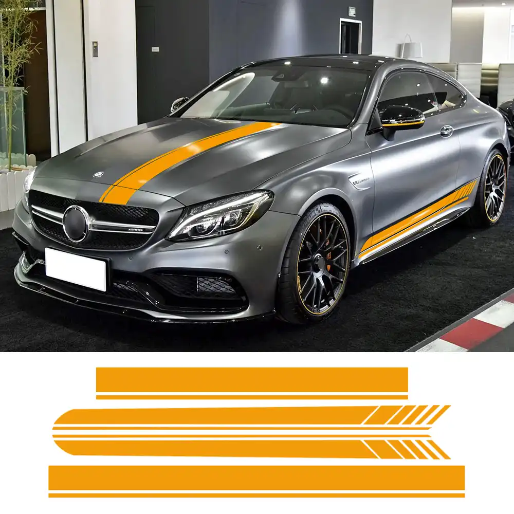 Edition 1 Auto Haube Dach Racing Seite Rock Streifen Vinyl Aufkleber Aufkleber Fur Mercedes Benz C63 Coupe W205 Amg C200 C250 Zubehor Benz W205 Mercedes Benz W205stripe Stripe Aliexpress