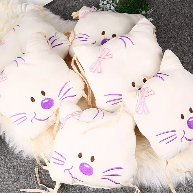

Cartoon Cat bumper pads for baby crib Kids Bed Bedding Cotton Washable Embroidered Crib bumper pads for girls boys