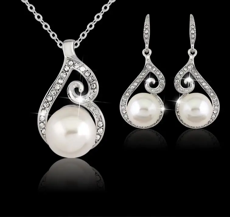 

Fashion luxury bride drill pearl necklace jewelry set European and American wedding jewelry banquet jewelry woman jewelry gift