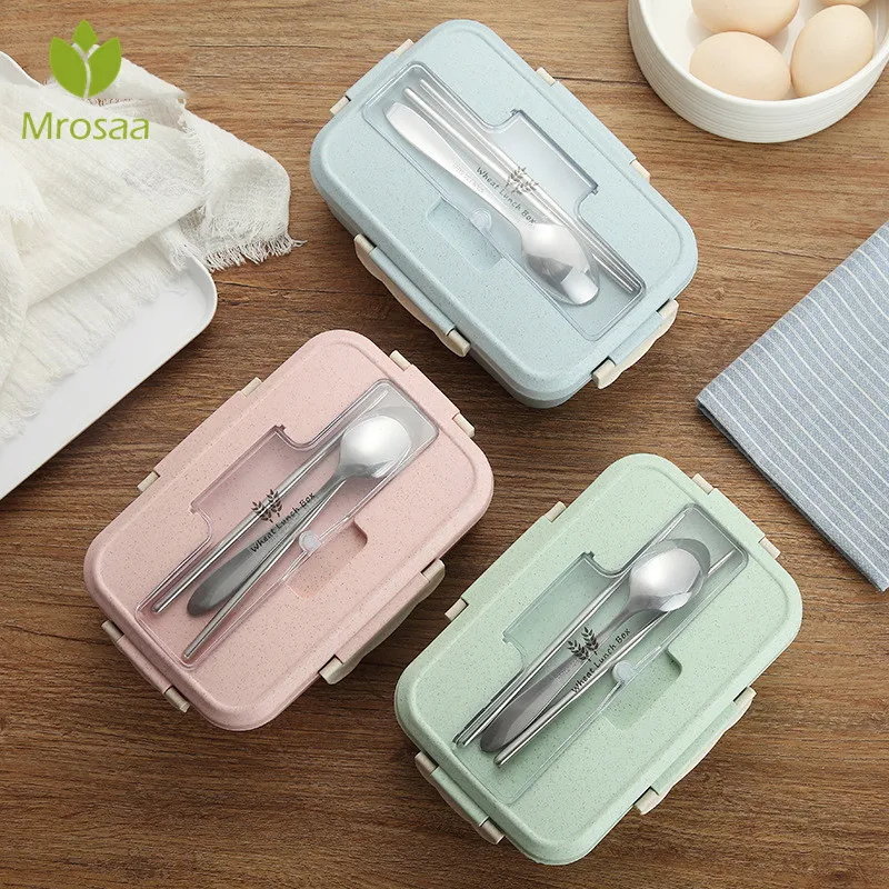 

Newest Japanese Plastic Bento Box Portable Kids Microwave Lunch Box With Compartments BPA Free Wheat Straw Food Container Box