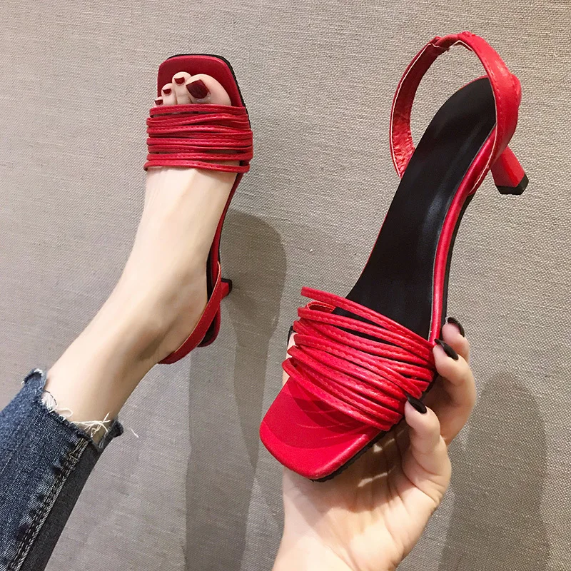 

Women's Sandals 2019 Fashion Elegant Women Shoes Fine Heel Summer Rome Style Peep Toe Cross Shoes Gladiator Woman Shoes