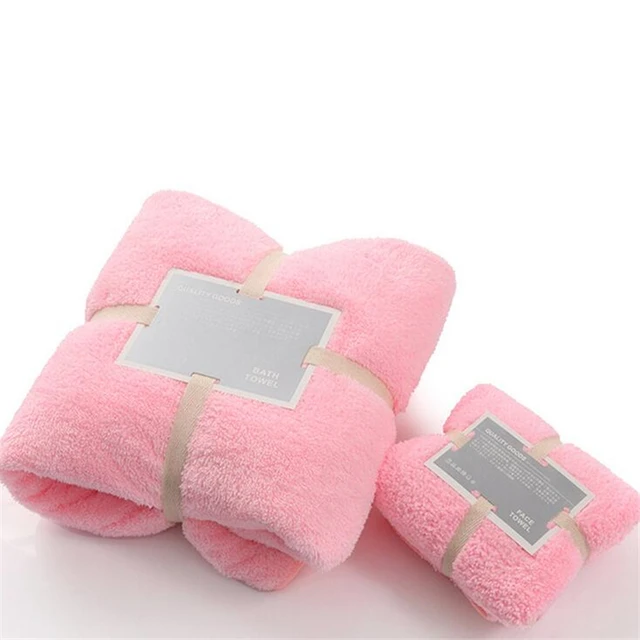 Buy Solid Color Soft Coral Fleece 140*70cm Bath Towels