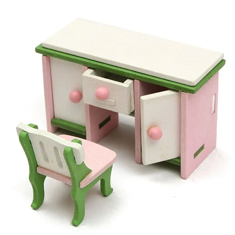 Горячая DIY ручной работы кукольный дом Миниатюрный спальня деревянная мебель набор подарки для детей ролевые игры игрушки