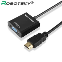 Robotsky HDMI to VGA Adapter Digital To Analog Video Converter Cable For Xbox PS4 PC Laptop TV Box to Projector Displayer HDTV